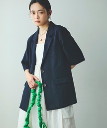VIS | 【接触冷感・洗える】美easyリネンライクハーフスリーブジャケット(テーラードジャケット)