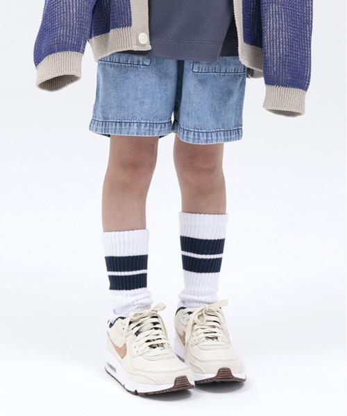 ARCH & LINE（アーチアンドライン）の「LIGHT DENIM SHORTS 薄手デニム 甚平（デニムパンツ・キッズ・ブラック/ブルー/グレー/アクア・S/M/L/XL）」の4枚目の写真