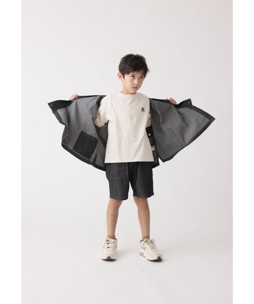 ARCH & LINE（アーチアンドライン）の「LIGHT DENIM SHORTS 薄手デニム 甚平（デニムパンツ・キッズ・ブラック/ブルー/グレー/アクア・S/M/L/XL）」の2枚目の写真