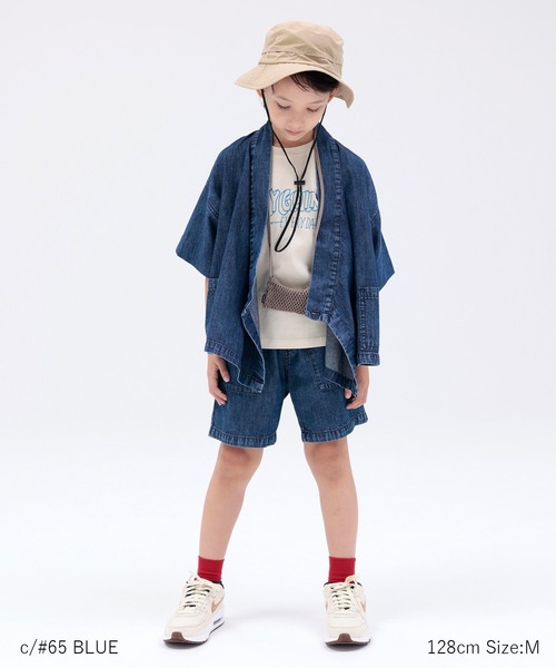 ARCH & LINE（アーチアンドライン）の「LIGHT DENIM SHORTS 薄手デニム 甚平（デニムパンツ・キッズ・ブラック/ブルー/グレー/アクア・S/M/L/XL）」の5枚目の写真