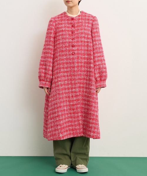 Dot＆Stripes CHILD WOMAN（ドットアンドストライプス　チャイルドウーマン）の「ファンシーツイード チェックコート（その他アウター・レディース・ピンク・FREE）」の15枚目の写真