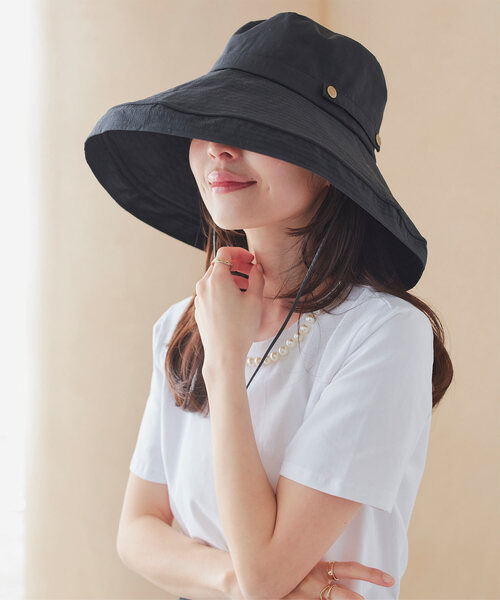 KOBE LETTUCE（コウベレタス）の「UVカットつば広ブリムハット（ハット・レディース・ベージュ/グレイッシュベージュ/ブラック・FREE）」の2枚目の写真