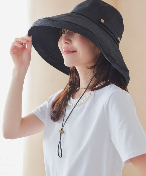 KOBE LETTUCE（コウベレタス）の「UVカットつば広ブリムハット（ハット・レディース・ベージュ/グレイッシュベージュ/ブラック・FREE）」の6枚目の写真