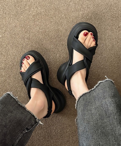 Miniministore(ミニミニストア)の「厚底サンダル レディース クロスベルト(サンダル・レディース・カーキ/オフホワイト/ブラック・24.0cm/25.0cm/22.5cm/23.5cm/24.5cm/23.0cm)」の21枚目の写真