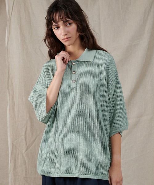 SILVER BUTTON POLO SHIRT / シルバーボタンポロシャツ
