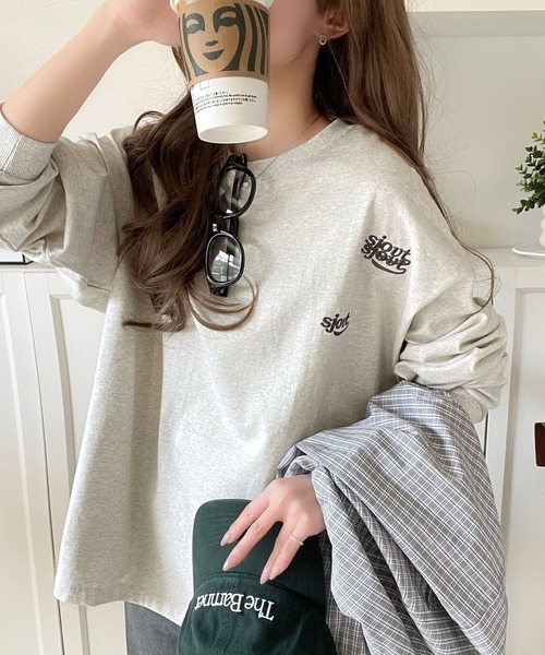 Java(ジャバ)の「《Javaジャバコラボ》散りばめロゴ刺繍 コットン100%ビッグシルエットロンT(Tシャツ/カットソー・レディース・オフホワイト/ブラック/オートミール・X-LARGE/SMALL/MEDIUM/LARGE)」の15枚目の写真