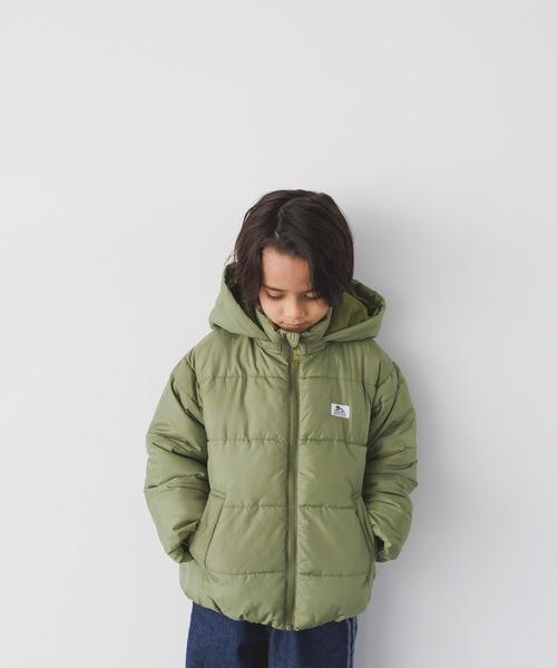 BAYFLOW（ベイフロー）の「[軽くてあったか♪] エアサーマルフードジャケット (KIDS)（ダウンジャケット/コート・キッズ・ブラック/カーキ/ブルー/パープル/ピンク・110cm/120cm/130cm/140cm/150cm）」の2枚目の写真