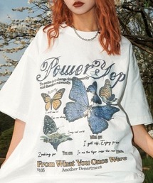 バタフライプリントTシャツ