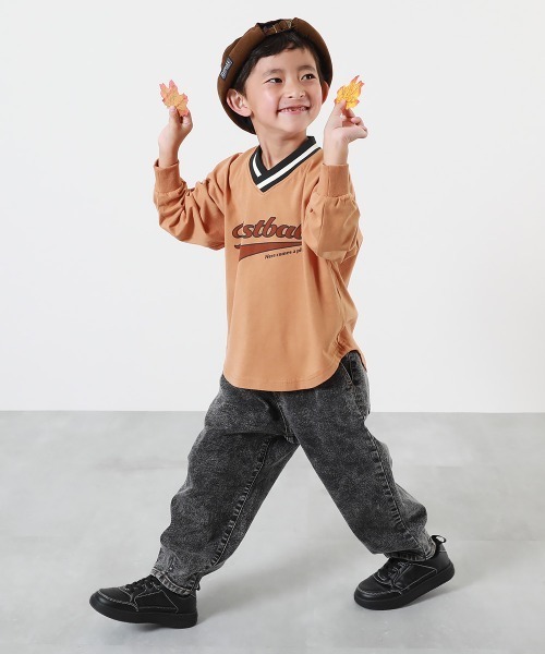 devirock(デビロック)の「綿100% リブライン Vネック プルオーバー(Tシャツ/カットソー・キッズ・ダークネイビー/パープル系/オレンジ系5・100cm/110cm/120cm/130cm/140cm/150cm/160cm)」の7枚目の写真