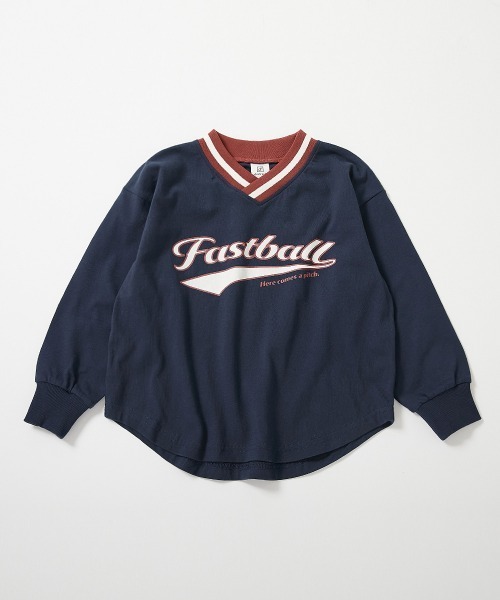 devirock(デビロック)の「綿100% リブライン Vネック プルオーバー(Tシャツ/カットソー・キッズ・ダークネイビー/パープル系/オレンジ系5・100cm/110cm/120cm/130cm/140cm/150cm/160cm)」の9枚目の写真