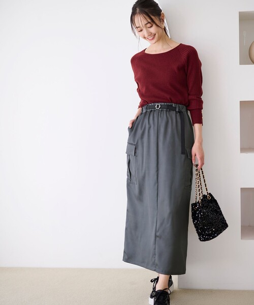 ANY SIS(エニィスィス)の「【WEB・一部店舗限定】サテンカーゴ スカート(スカート・レディース・グレー系/カーキ系・2/3/1)」の8枚目の写真