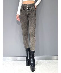 GYDA | ハイウエストBACKクロスUSEDケミカルウォッシュスキニーデニムパンツ(デニムパンツ)