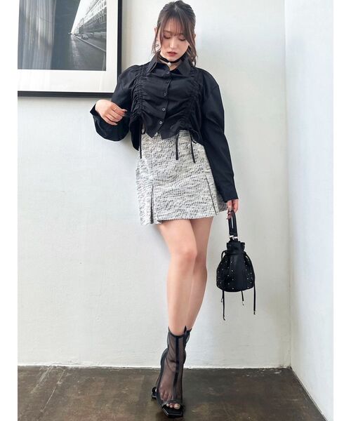 RESEXXY(リゼクシー)の「ドロストリボンショートブラウス(シャツ/ブラウス・レディース・ホワイト/ブラック・FREE)」の10枚目の写真