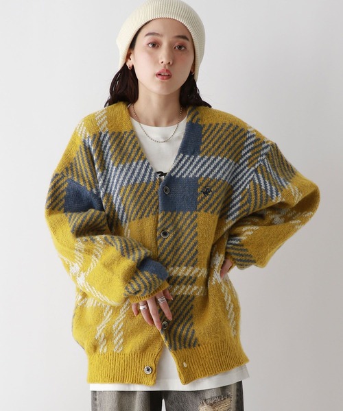 BEVERLY HILLS POLO CLUB（ビバリーヒルズポロクラブ）の「BEVERLY HILLS POLO CLUB/チェックニットカーディガン（カーディガン/ボレロ・レディース・オレンジ/パープル・FREE）」の5枚目の写真