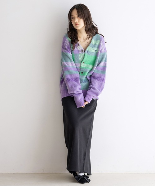 BEVERLY HILLS POLO CLUB（ビバリーヒルズポロクラブ）の「BEVERLY HILLS POLO CLUB/チェックニットカーディガン（カーディガン/ボレロ・レディース・オレンジ/パープル・FREE）」の22枚目の写真