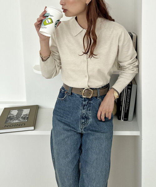 DISCOAT（ディスコート）の「ニュアンスバックル太レザーベルト（ベルト・レディース・ブラック/グレイッシュベージュ・FREE）」の17枚目の写真