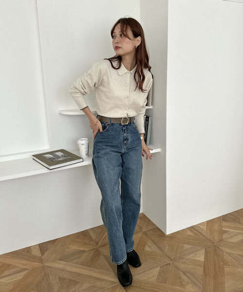 DISCOAT（ディスコート）の「ニュアンスバックル太レザーベルト（ベルト・レディース・ブラック/グレイッシュベージュ・FREE）」の19枚目の写真