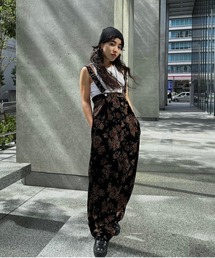 FLOWER PRINT VELOUR PANTS