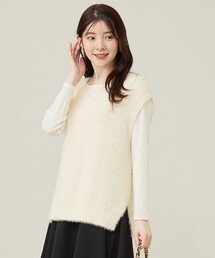【完売/未使用】ONWARDオンワード23区　ニットベスト（ベージュ）サイズ３８ セール】 【洗える】テクスチャーコットンブレンドニット ベスト