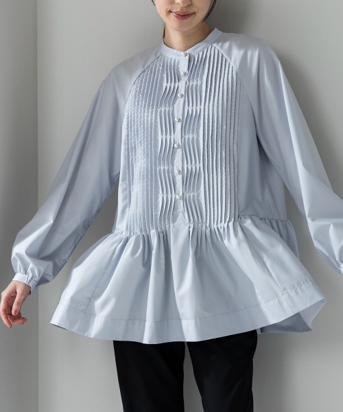 Sono(ソーノ)の「【SONO/ソーノ】ウェイビータックパールブラウス(シャツ/ブラウス・レディース・グレー/ネイビー/ホワイト/ピンク・FREE)」の4枚目の写真