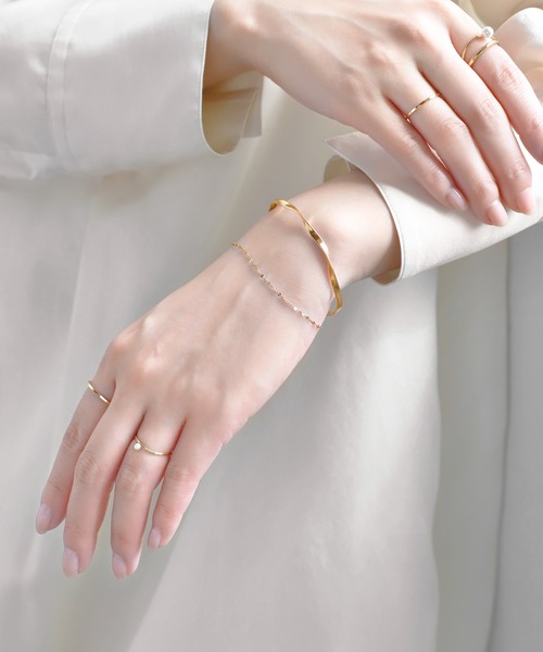 ANEMONE（アネモネ）の「【ステンレス】チェーン×ツイストメタルバングル（バングル/リストバンド・レディース・ピンクゴールド/ゴールド・FREE）」の2枚目の写真