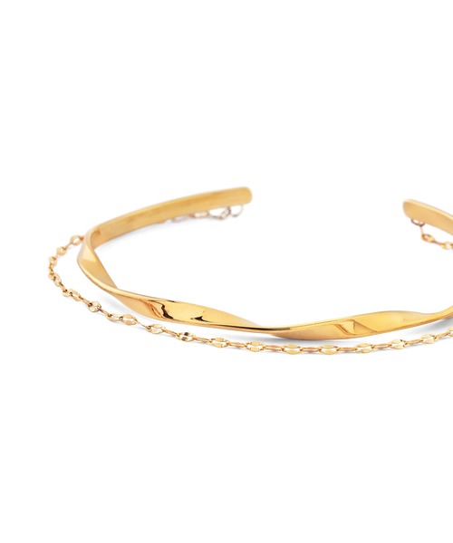 ANEMONE（アネモネ）の「【ステンレス】チェーン×ツイストメタルバングル（バングル/リストバンド・レディース・ピンクゴールド/ゴールド・FREE）」の5枚目の写真