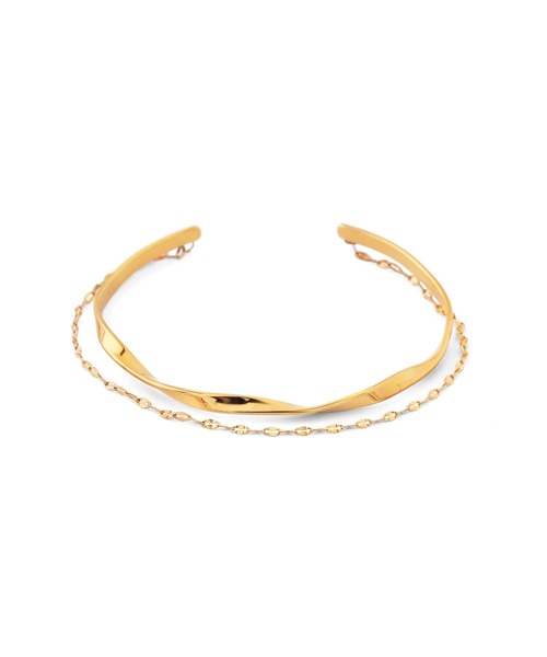 ANEMONE（アネモネ）の「【ステンレス】チェーン×ツイストメタルバングル（バングル/リストバンド・レディース・ピンクゴールド/ゴールド・FREE）」の4枚目の写真