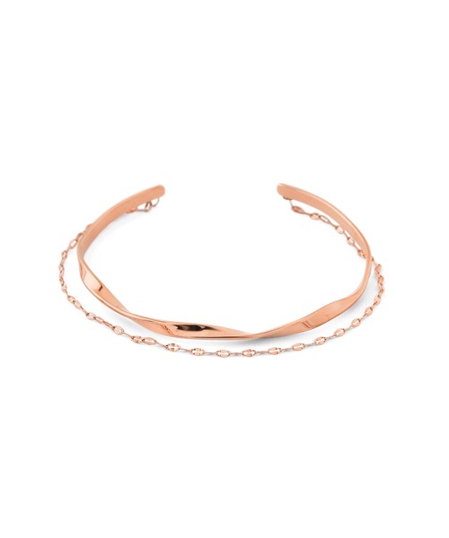 ANEMONE（アネモネ）の「【ステンレス】チェーン×ツイストメタルバングル（バングル/リストバンド・レディース・ピンクゴールド/ゴールド・FREE）」の3枚目の写真