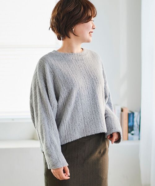 【セール】シャギードルマンプルオーバー(Tシャツ/カットソー)|le.coeur blanc(ルクールブラン) 【セール】シャギードルマンプルオーバー(Tシャツ/カットソー)|le.coeur blanc(ルクールブラン)