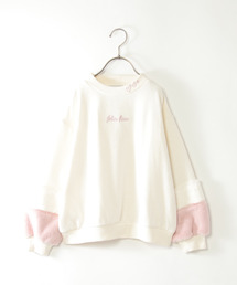 袖ファーつき裏毛ﾌﾟﾙｵｰﾊﾞｰ ikka（イッカ） トレーナー 袖ファー刺繍裏毛プルオーバー 2 （120