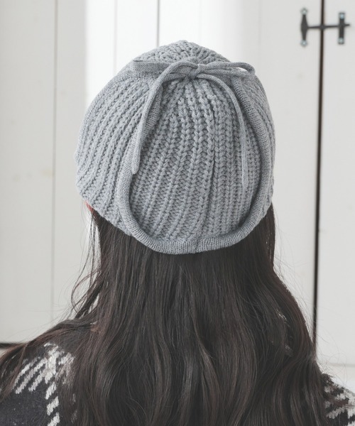 Honeys（ハニーズ）の「フライトニット帽（ニットキャップ/ビーニー・レディース・アイボリー/ブラック/杢グレー・FREE）」の19枚目の写真