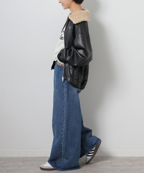 JOURNAL STANDARD relume(ジャーナルスタンダード レリューム)の「ボアカラーフェイクレザーブルゾン(ライダースジャケット・レディース・ブラック・FREE)」の17枚目の写真