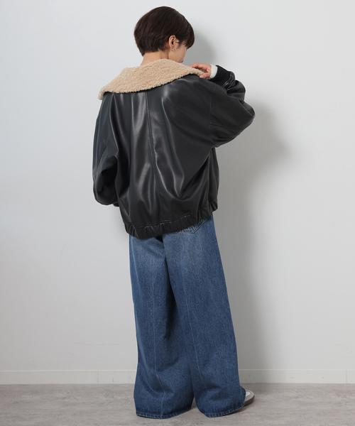 JOURNAL STANDARD relume(ジャーナルスタンダード レリューム)の「ボアカラーフェイクレザーブルゾン(ライダースジャケット・レディース・ブラック・FREE)」の18枚目の写真