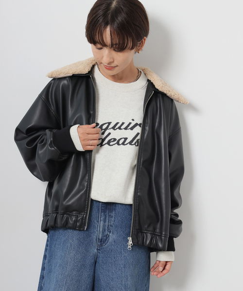 JOURNAL STANDARD relume(ジャーナルスタンダード レリューム)の「ボアカラーフェイクレザーブルゾン(ライダースジャケット・レディース・ブラック・FREE)」の19枚目の写真