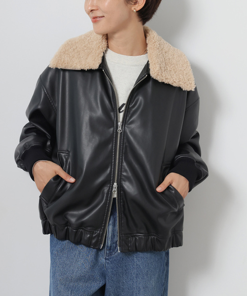 JOURNAL STANDARD relume(ジャーナルスタンダード レリューム)の「ボアカラーフェイクレザーブルゾン(ライダースジャケット・レディース・ブラック・FREE)」の20枚目の写真