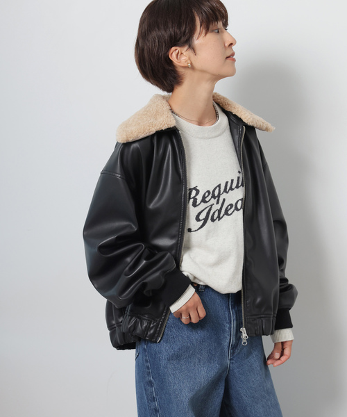 JOURNAL STANDARD relume(ジャーナルスタンダード レリューム)の「ボアカラーフェイクレザーブルゾン(ライダースジャケット・レディース・ブラック・FREE)」の21枚目の写真