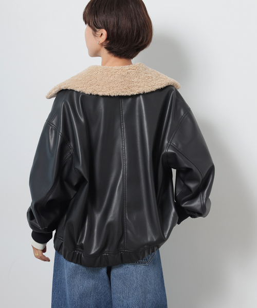JOURNAL STANDARD relume(ジャーナルスタンダード レリューム)の「ボアカラーフェイクレザーブルゾン(ライダースジャケット・レディース・ブラック・FREE)」の22枚目の写真