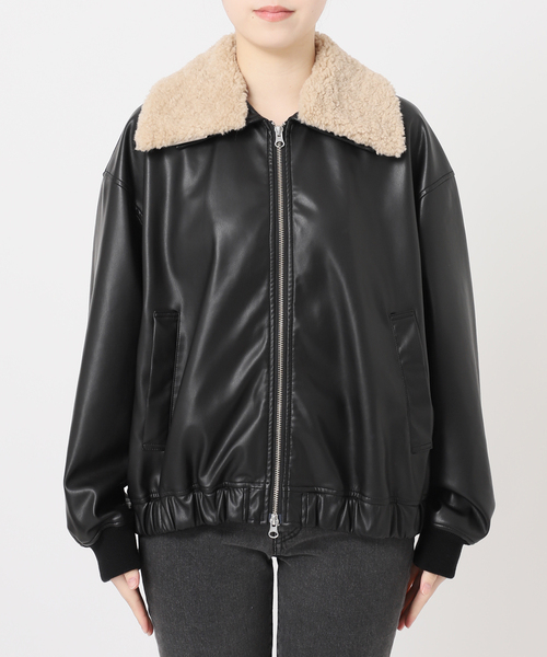 JOURNAL STANDARD relume(ジャーナルスタンダード レリューム)の「ボアカラーフェイクレザーブルゾン(ライダースジャケット・レディース・ブラック・FREE)」の11枚目の写真