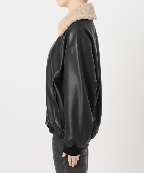 JOURNAL STANDARD relume(ジャーナルスタンダード レリューム)の「ボアカラーフェイクレザーブルゾン(ライダースジャケット・レディース・ブラック・FREE)」の12枚目の写真