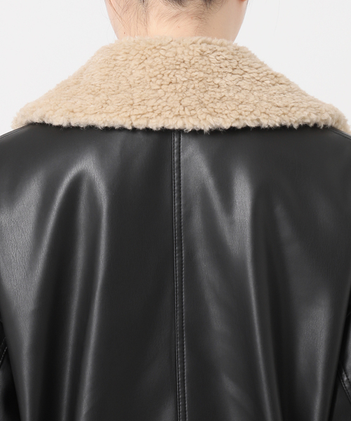 JOURNAL STANDARD relume(ジャーナルスタンダード レリューム)の「ボアカラーフェイクレザーブルゾン(ライダースジャケット・レディース・ブラック・FREE)」の5枚目の写真