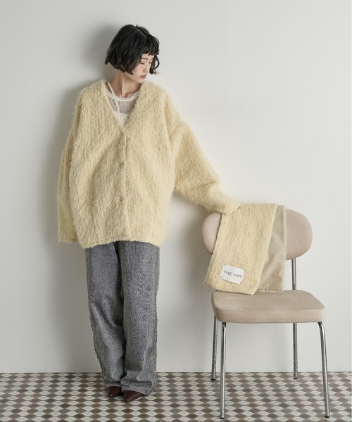 THE YOn ストールセットヘアリーシャギーノーカラーミドルニットコート THE YOn(ザヨン)の「ストールセットヘアリーシャギーノー