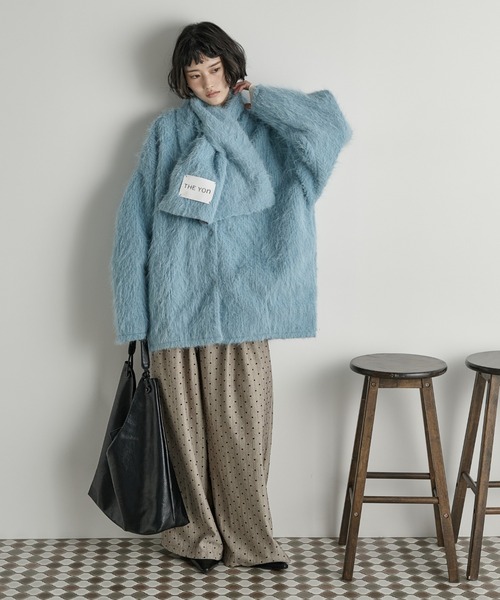 セール】ストールセットヘアリーシャギーノーカラーミドルコート（ノー