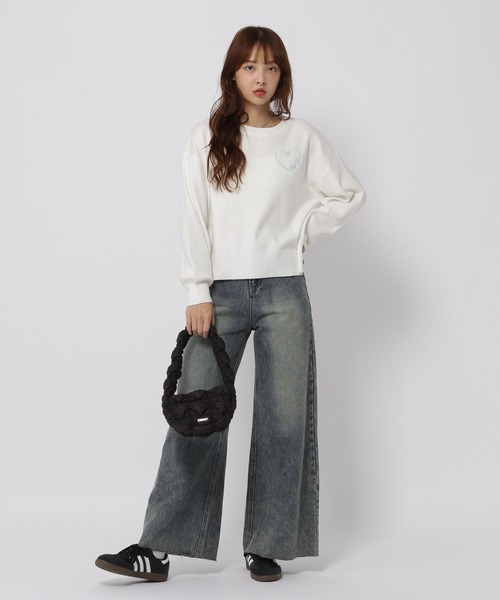 3.3 Field Trip （3.3フィールドトリップ）の「3.3 Field Trip／ハート刺繍ニット（ニット/セーター・レディース・グレー/ピンク/ホワイト・FREE）」の21枚目の写真