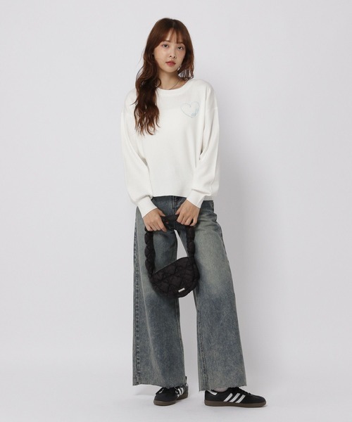 3.3 Field Trip （3.3フィールドトリップ）の「3.3 Field Trip／ハート刺繍ニット（ニット/セーター・レディース・グレー/ピンク/ホワイト・FREE）」の22枚目の写真