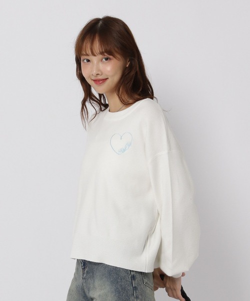 3.3 Field Trip （3.3フィールドトリップ）の「3.3 Field Trip／ハート刺繍ニット（ニット/セーター・レディース・グレー/ピンク/ホワイト・FREE）」の17枚目の写真