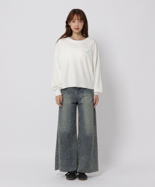 3.3 Field Trip （3.3フィールドトリップ）の「3.3 Field Trip／ハート刺繍ニット（ニット/セーター・レディース・グレー/ピンク/ホワイト・FREE）」の19枚目の写真