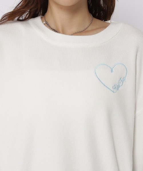 3.3 Field Trip （3.3フィールドトリップ）の「3.3 Field Trip／ハート刺繍ニット（ニット/セーター・レディース・グレー/ピンク/ホワイト・FREE）」の11枚目の写真