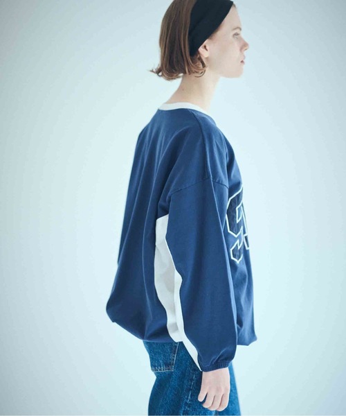 SEA(シー)の「SMC Vネック オーバーサイズプルオーバー(Tシャツ/カットソー・レディース・グレー/ネイビー・ONE SIZE)」の8枚目の写真