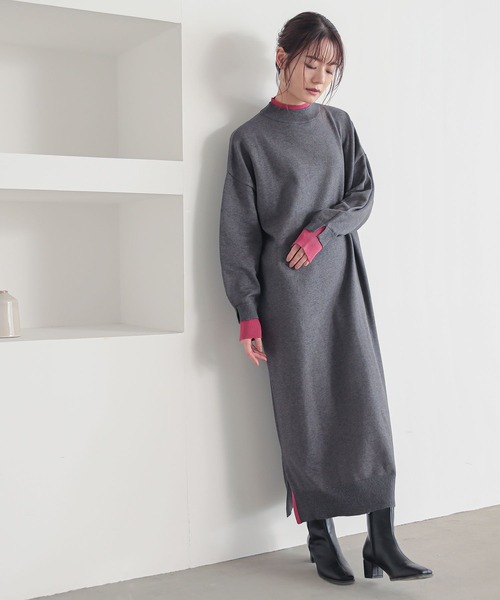 n'OrLABEL(ノアールレーベル)の「配色ハイネックニットワンピース(ワンピース・レディース・ブラック/カーキ/杢グレー・FREE)」の19枚目の写真