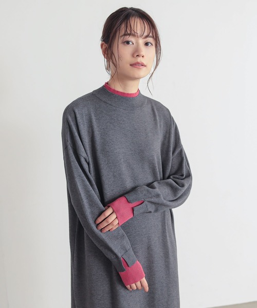 n'OrLABEL(ノアールレーベル)の「配色ハイネックニットワンピース(ワンピース・レディース・ブラック/カーキ/杢グレー・FREE)」の18枚目の写真